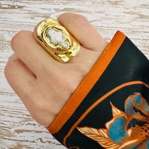 Freshwater Pearl Cross Statement Ring